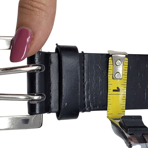 L.E.I. Black Double Grommet Belt Sz L Leather Lined‎ Studded Punk Emo Steampunk main image 11
